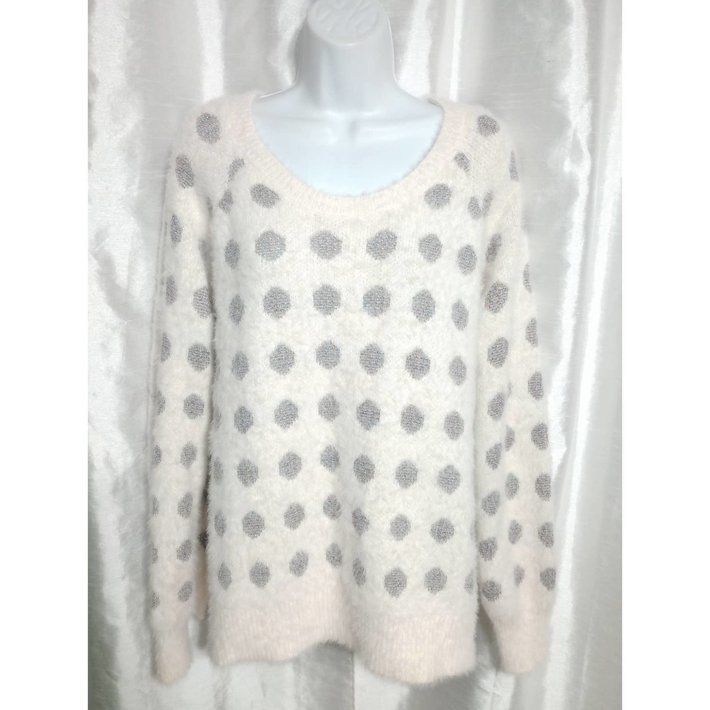 MODCLOTH Metallic Rainbow Polka Dot Ivory Sweater pullover top